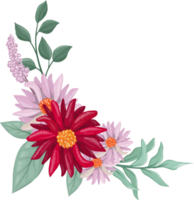 Red Flower Arrangement with watercolor style png