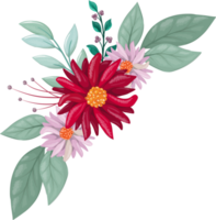 Red Flower Arrangement with watercolor style png