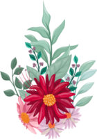 Red Flower Arrangement with watercolor style png