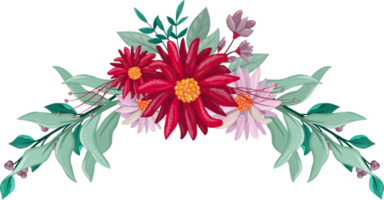 arreglo floral rojo estilo acuarela png