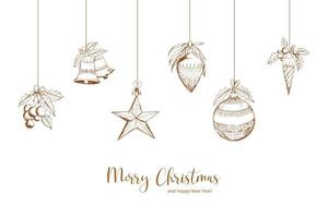 Beautiful decorative christmas elements sketch set background vector