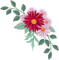 Red Flower Arrangement with watercolor style png