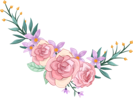 Pink flower arrangement with watercolor style png