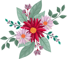 Red Flower Arrangement with watercolor style png