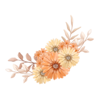 oranje bloem arrangement met waterverf stijl png