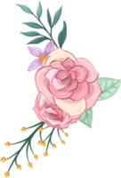 Pink flower arrangement with watercolor style png