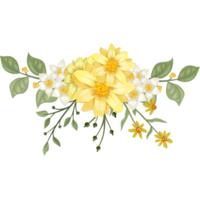 arrangement de fleurs jaunes avec style aquarelle png