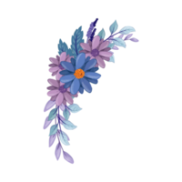 arreglo floral morado con estilo acuarela png