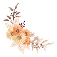 orange blomma arrangemang med vattenfärg stil png