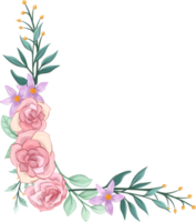 arranjo de flores rosa com estilo aquarela png