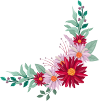 Red Flower Arrangement with watercolor style png