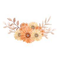 orange blomma arrangemang med vattenfärg stil png