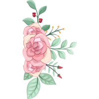 Pink flower arrangement with watercolor style png