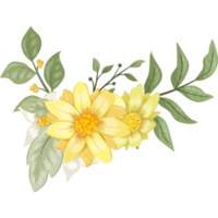 Yellow Flower Arrangement with watercolor style png