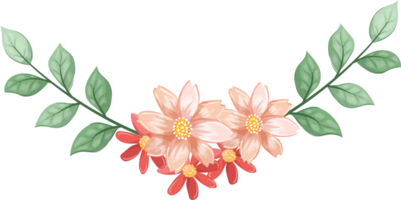 arreglo de flores de naranja con estilo acuarela png