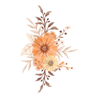 orange blomma arrangemang med vattenfärg stil png
