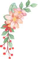 arreglo de flores de naranja con estilo acuarela png