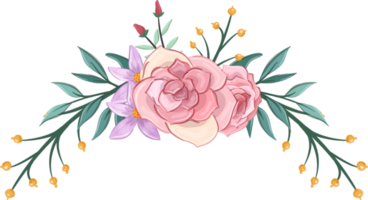 Pink flower arrangement with watercolor style png