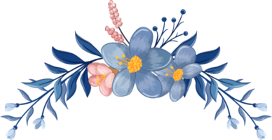 Blue Flower Arrangement with watercolor style png