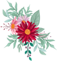 arrangement de fleurs rouges avec style aquarelle png