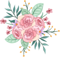 Pink flower arrangement with watercolor style png