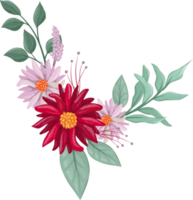 Red Flower Arrangement with watercolor style png