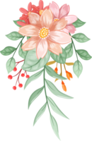 Orange Flower Arrangement with watercolor style png