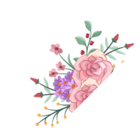 arreglo floral rosa con estilo acuarela png