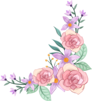 arranjo de flores rosa com estilo aquarela png