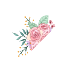 Pink flower arrangement with watercolor style png