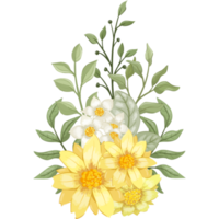 arranjo de flores amarelas com estilo aquarela png