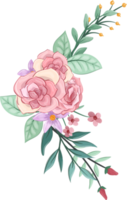 arrangement de fleurs roses avec style aquarelle png