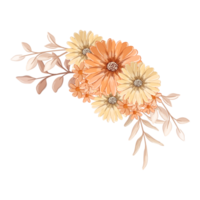 arrangement de fleurs orange avec style aquarelle png