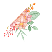 arreglo de flores de naranja con estilo acuarela png