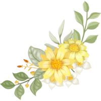 arranjo de flores amarelas com estilo aquarela png