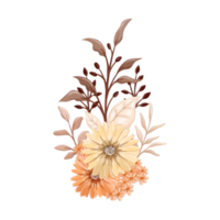 orange blomma arrangemang med vattenfärg stil png