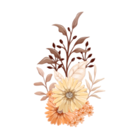 Orange Flower Arrangement with watercolor style png