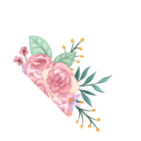 Pink flower arrangement with watercolor style png