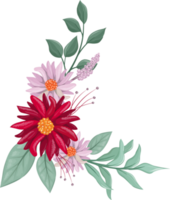 Red Flower Arrangement with watercolor style png