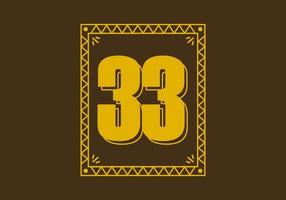 número 33 en marco de rectángulo retro vector