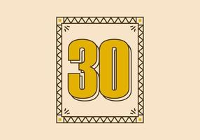 Vintage rectangle frame with number 30 on it vector