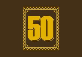 Number 50 in retro rectangle frame vector