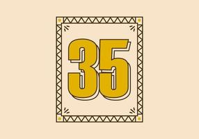 Vintage rectangle frame with number 35 on it vector