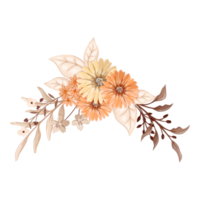 oranje bloem arrangement met waterverf stijl png