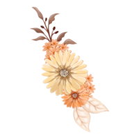 oranje bloem arrangement met waterverf stijl png