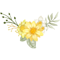 Yellow Flower Arrangement with watercolor style png