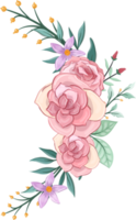 arranjo de flores rosa com estilo aquarela png