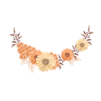 arreglo de flores de naranja con estilo acuarela png