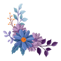 arrangement de fleurs violettes avec style aquarelle png