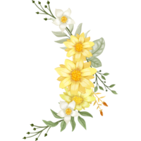 arranjo de flores amarelas com estilo aquarela png